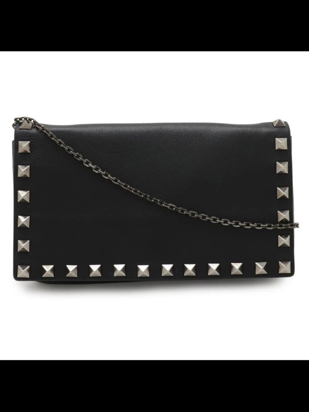 Valentino Garavani Black Leather Studded Chain Crossbody
